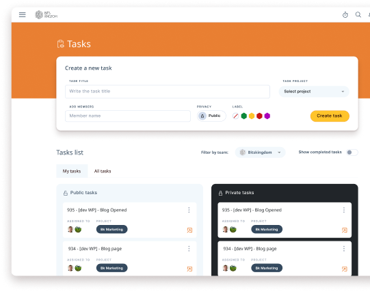 Bee task creation screen